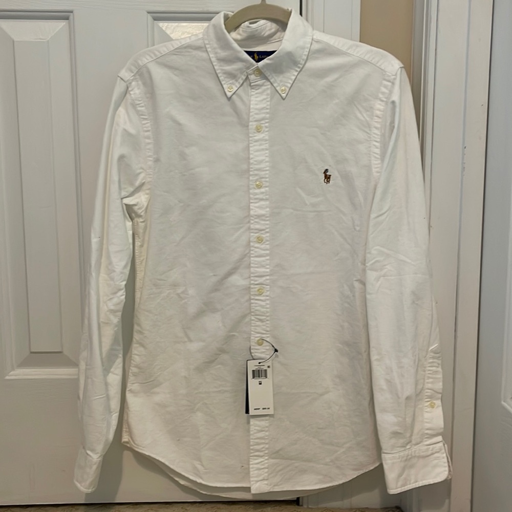 Mens Ralph Lauren white button down shirt size M